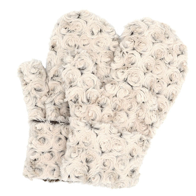 Pandemonium Millinery Mittens - Rosebud Faux Fur Rosebud Black