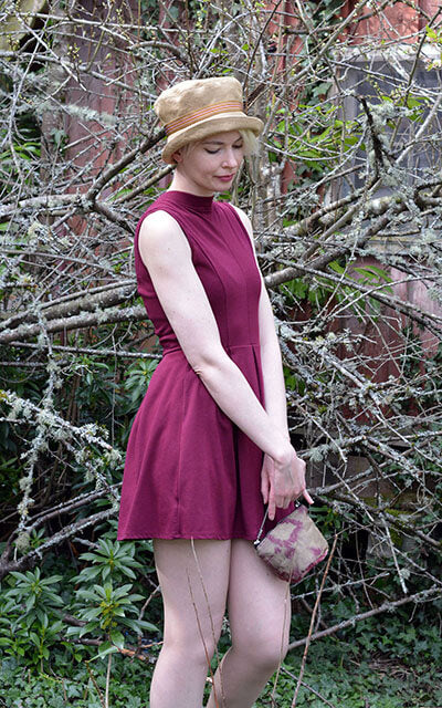 Women's Molly Bucket Hat in Mustard Linen with Striped Band Cuffed | Handmade in Seattle WA | Pandemonium Millinery