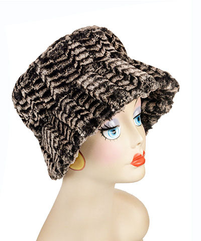 Molly Hat Luxury Faux fur 8mm in Sepia Handmade by Pandemonium Seattle