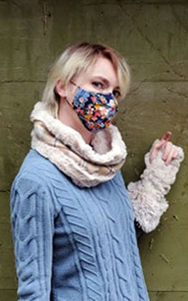 Neck Cowl - Wool Plaid in Daybreak with Cuddly Faux Fur (Sold Out!)