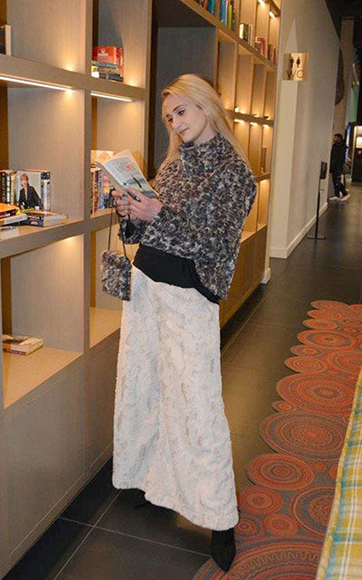 NW Set Top in Rainier Sky Faux Fur. Made By Pandemonium Seattle.