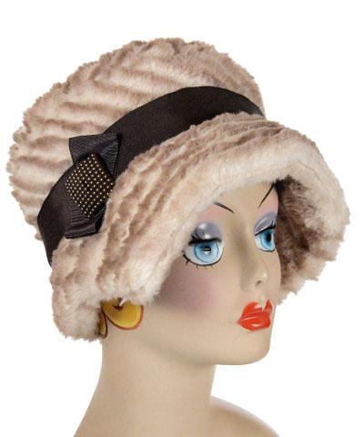Abigail Hat in Cornish Rex Rust Faux Fur with Brown Grosgrain Band and Brown Square Button| Handmade in Seattle WA| Pandemonium Millinery 
