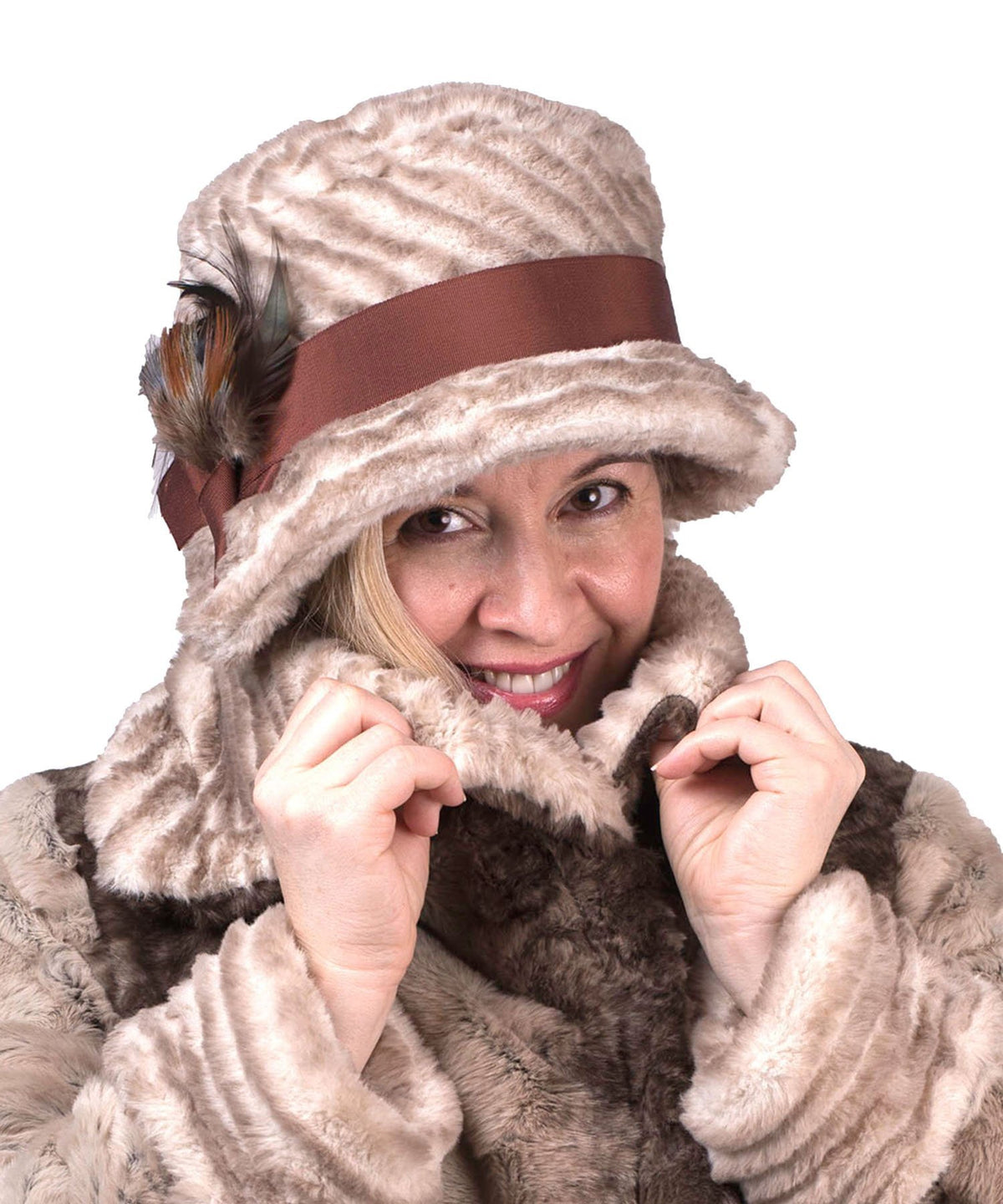 Abigail Style Hat - Plush Faux Fur in Cornish Rex (One Medium Left!)