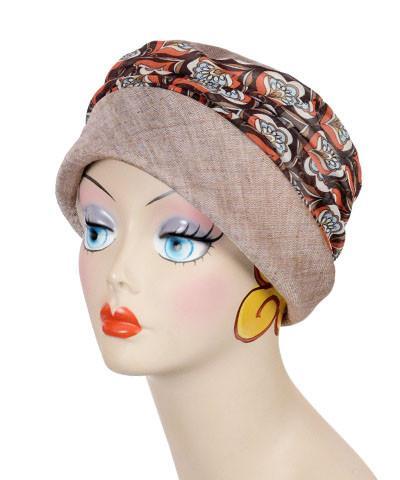 Woman’s Ana Cloche Hats in Coral Linen with Multi Mod Band| Handmade in Seattle WA| Pandemonium Millinery