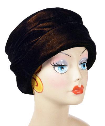 Ana Cloche Hat in Black and Gold Velvet with no band| Handmade in Seattle WA| Pandemonium Millinery