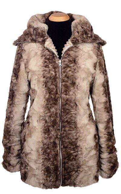 Pandemonium Millinery Bardot Coat, Reversible - Luxury Faux Fur in Fawn with Plush Faux Fur in Cornish Rex (1 MEDIUM LEFT!) Medium / Fawn / Cornish Rex Outerwear