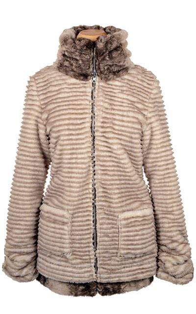 Pandemonium Millinery Bardot Coat, Reversible - Luxury Faux Fur in Fawn with Plush Faux Fur in Cornish Rex (1 MEDIUM LEFT!) Medium / Fawn / Cornish Rex Outerwear