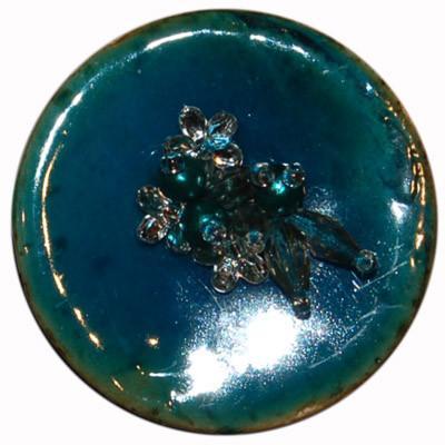 Aqua Beaded Glass Brooch for Hat Trims. Pandemonium Millinery in Seattle, WA.