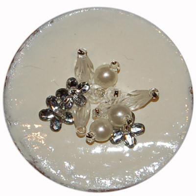 Cream Beaded Glass Brooch for Hat Trims. Pandemonium Millinery in Seattle, WA.