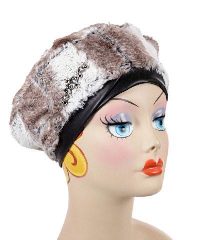 Beret shown in Luxury Faux fur Birch | Handmade by Pandemonium Seattle