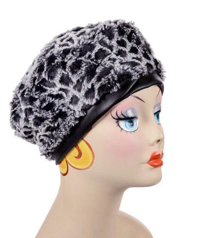 Beret, Reversible - Luxury Faux Fur in Snow Owl