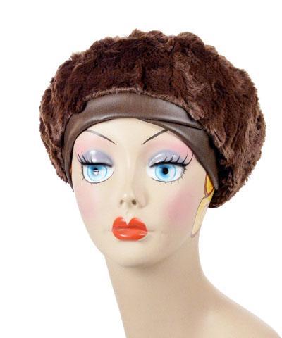 Beret in Rosebud in Brown Faux  Fur | By Pandemonium Millinery |  Seattle WA USA
