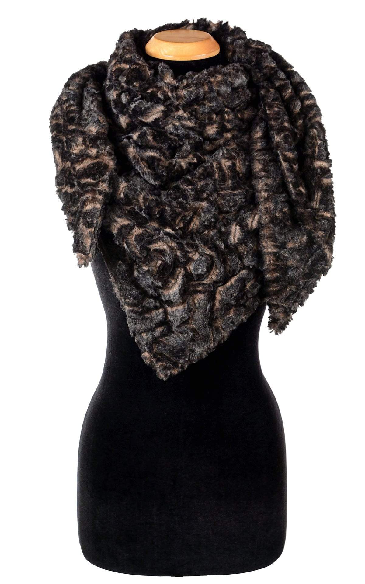 Bermuda triangle scarf | Vintage Rose faux fur | Handmade by Pandemonium Millinery Seattle, WA USA