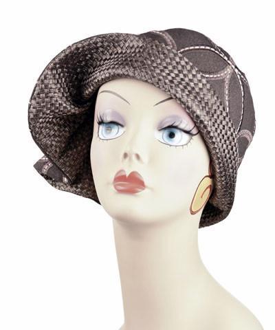 Billie Cloche Style Hat, Reversible - Karma in Java Upholstery with Interconnected in Java (Only Large Left!)