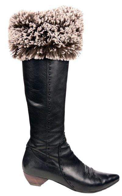 Pandemonium Millinery Boot Topper - Fox Faux Fur No Buttons / Silver Tipped Fox Black Accessories