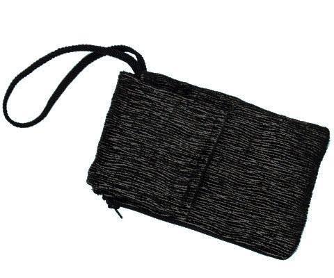 Cell Phone Case with Wristlet Cord | Bongo in Black and Beige Upholstery Fabric | Handmade in the USA by Pandemonium Seattle