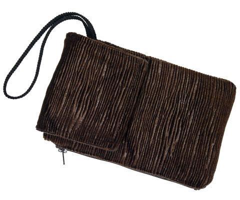 Cell Phone Case with Wristlet Cord | Cohen in Chocolate  Upholstery Fabric | Handmade in the USA by Pandemonium Seattle
