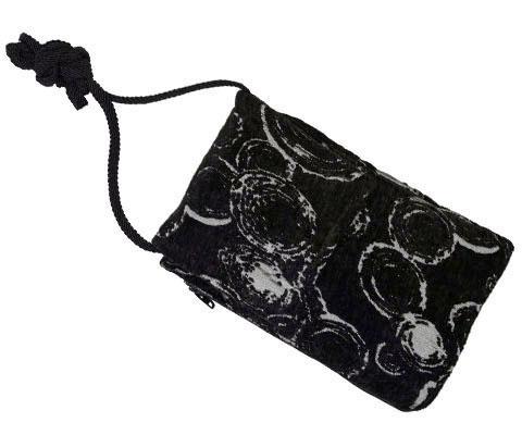 Cell Phone showing dog in Case with Cord | Crop Circles Chenille | Handmade in the USA by Pandemonium Seattle