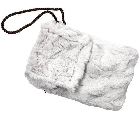 Cell Phone Case with Wristlet Cord | Ivory Cuddly Faux Fur | Handmade in the USA by Pandemonium Seattle