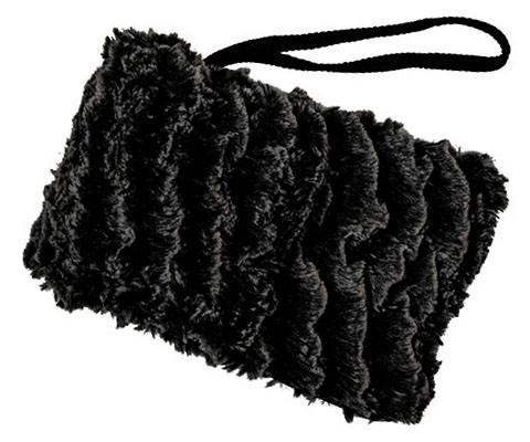 Cell Phone Case with Wristlet Cord | Desert Sand in Midnight Faux Fur | Handmade in the USA by Pandemonium Seattle