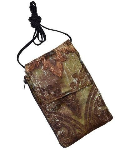 Cell Phone showing dog in Case with Cord | Renaissance Everglade Upholstery Fabric | Handmade in the USA by Pandemonium Seattle