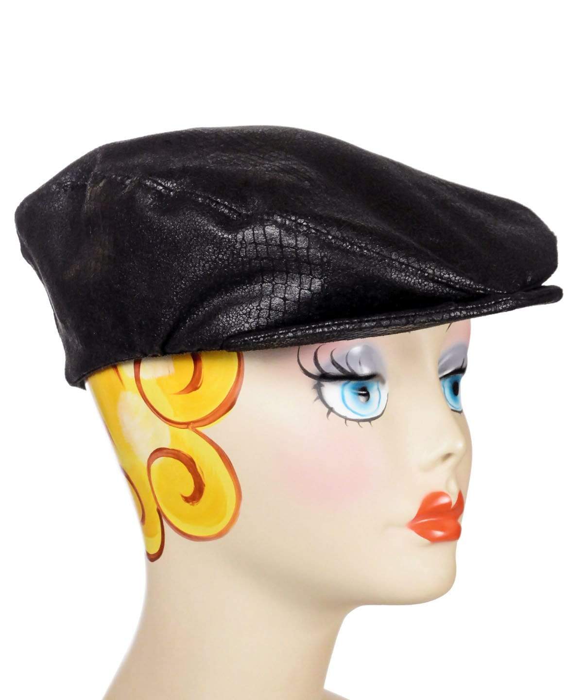 Charlie Driving Cap- Vegan Leather Outback in Black
