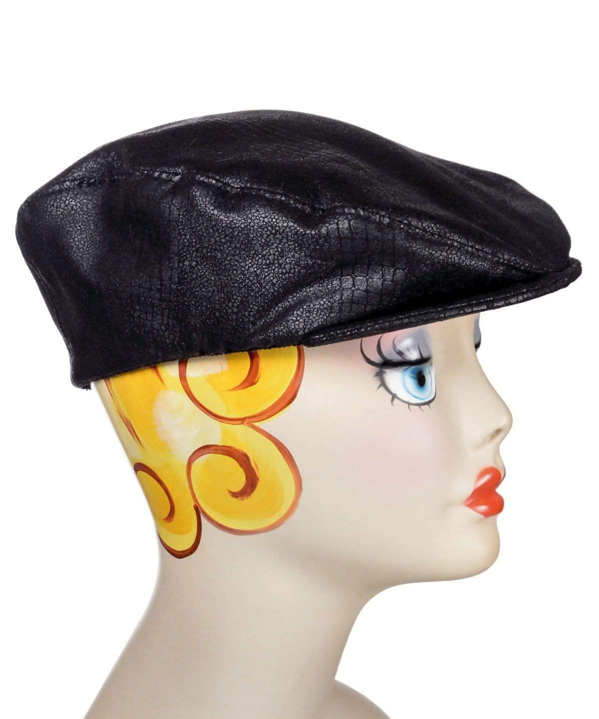Charlie Driving Cap- Vegan Leather Outback in Black