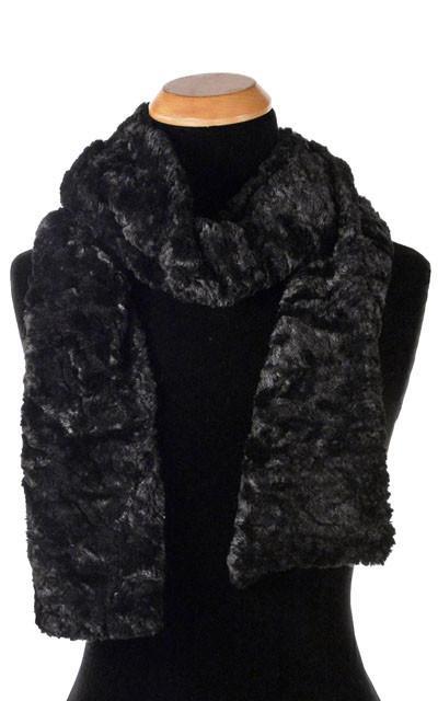 Women's Classic Standard Scarf Cuddly Black Faux Fur in  by Pandemonium Millinery
