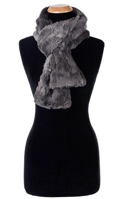 Women's Classic Standard Skinny Scarf Cuddly Gray Faux Fur in  by Pandemonium Millinery