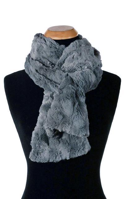 Women's Classic Standard Scarf Cuddly Slate Faux Fur in  by Pandemonium Millinery