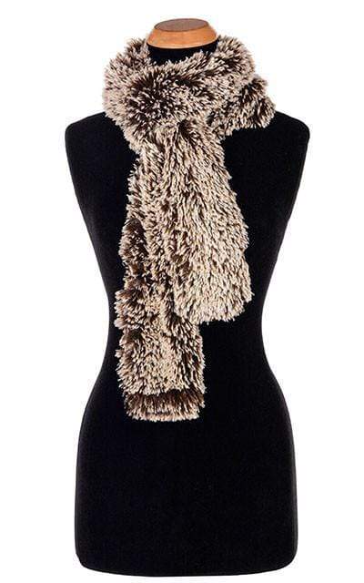 Pandemonium Millinery Classic Scarf - Fox Faux Fur Skinny / Silver Tipped Fox in Brown Scarves