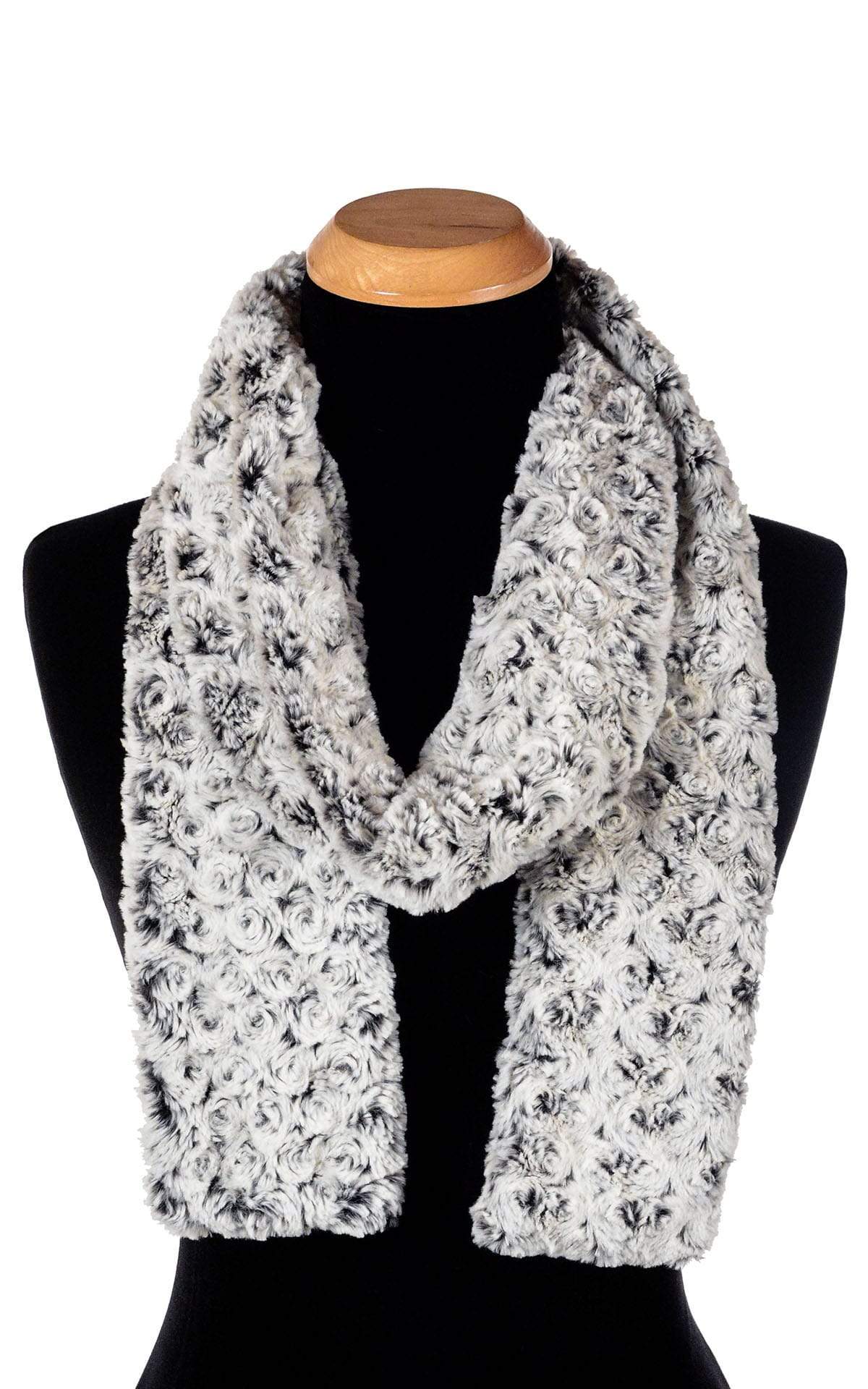 Women's Classic Skinny Scarf in Rosebud Black Faux Fur | Handmade in Seattle WA | Pandemonium Millinery