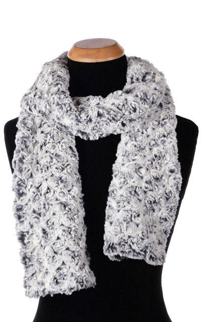 Women's Classic Standard Scarf in Rosebud Black Faux Fur | Handmade in Seattle WA | Pandemonium Millinery