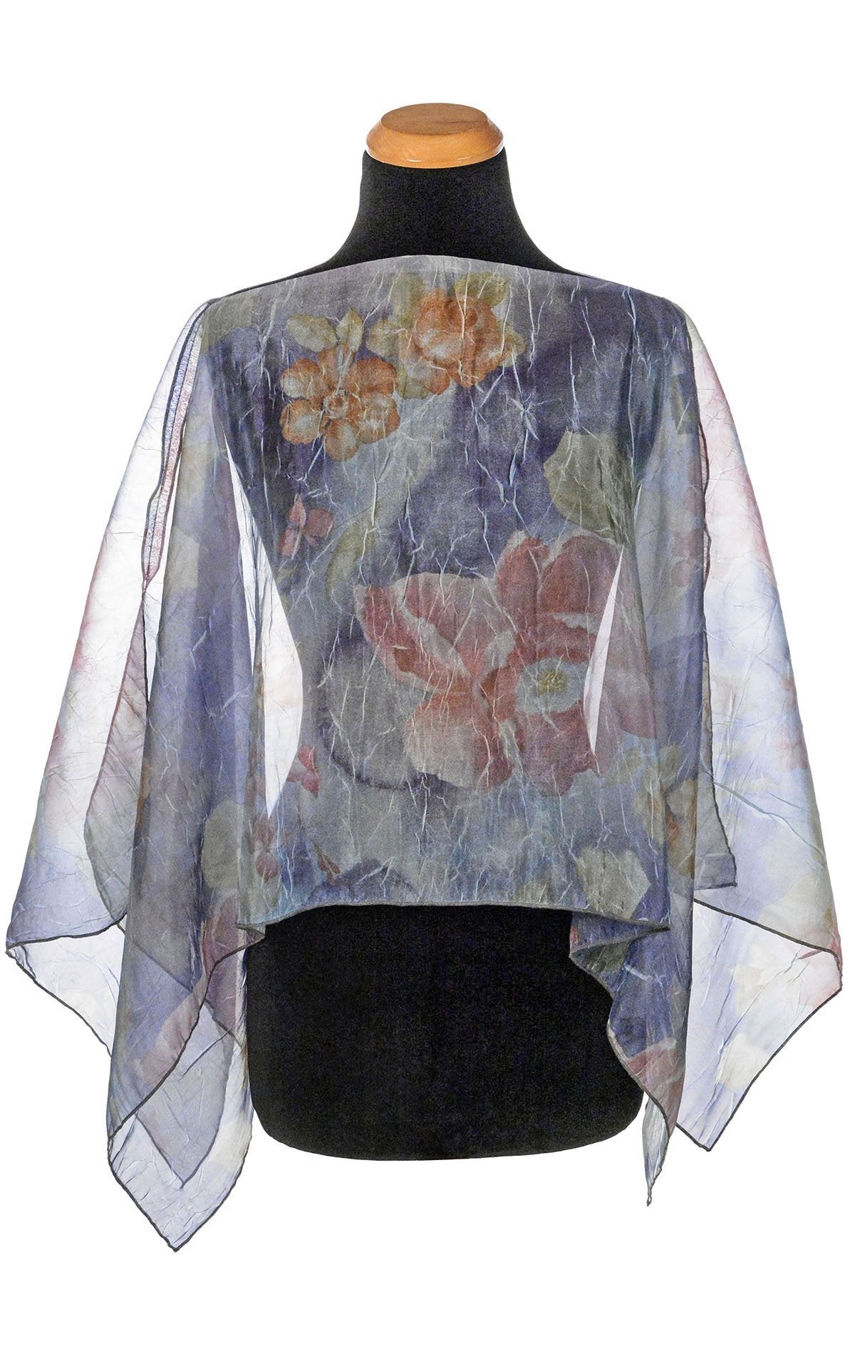 Women's Coastal Garden Poncho in Sea Lavender on Model | Handmade in Seattle WA | Pandemonium Millinery