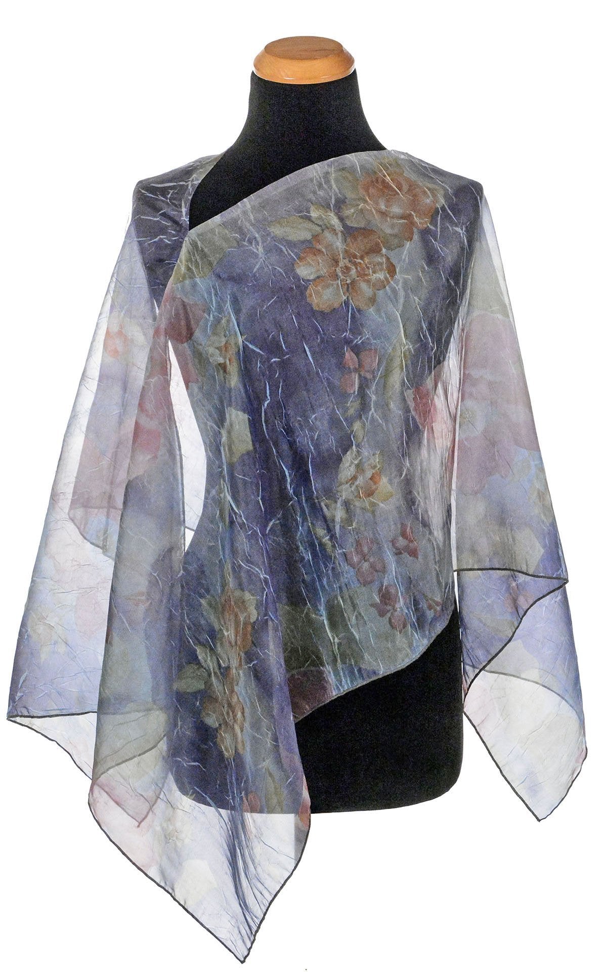 Women's Coastal Garden Poncho in Sea Lavender Angled | Handmade in Seattle WA | Pandemonium Millinery