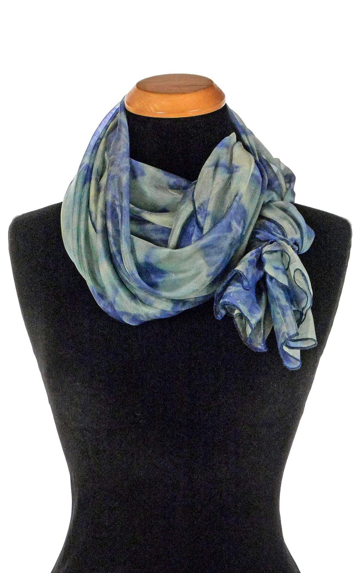Coastal Garden Wrap in Agave as Scarf | Handmade in Seattle WA | Pandemonium Millinery