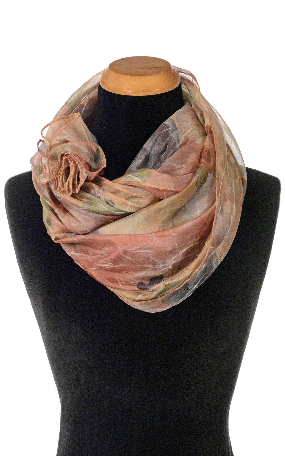 Coastal Garden Wrap in Bayberry as Flower Knotted Scarf | Handmade in Seattle WA | Pandemonium Millinery