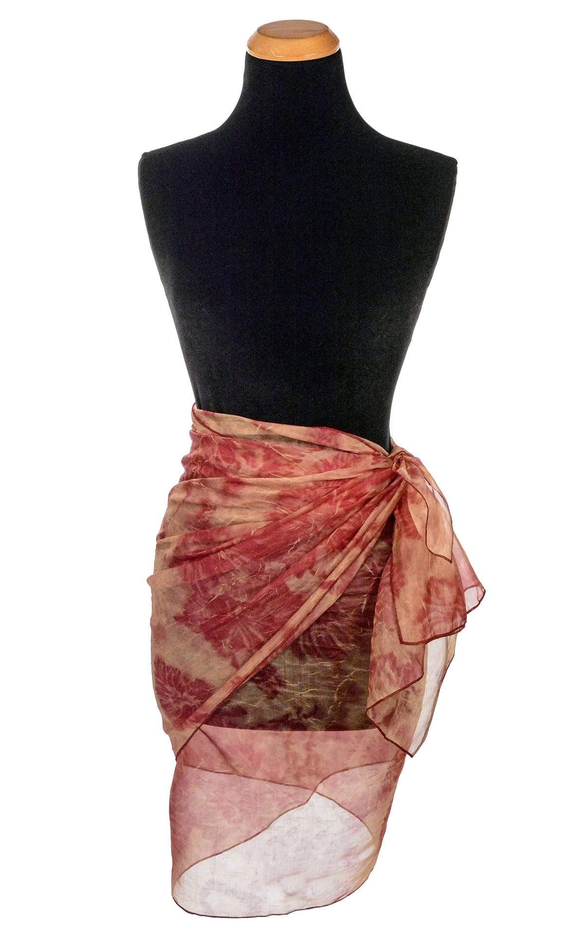 Coastal Garden Wrap in Coral as Sarong | Handmade in Seattle WA | Pandemonium Millinery