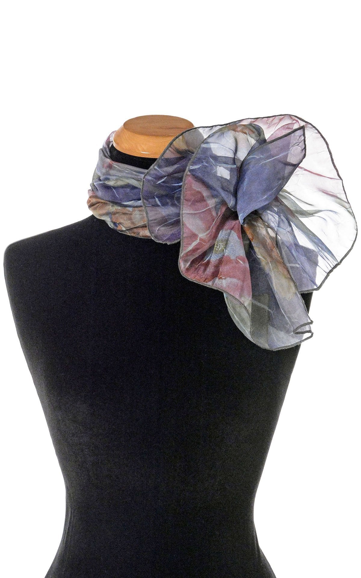 Women's Coastal Garden Wrap in Sea Lavender Tied into Flower | Handmade in Seattle WA | Pandemonium Millinery