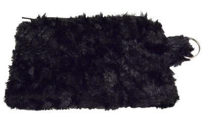 Cosmetic Bag in Cuddly Faux Fur in Black | Handmade in Seattle WA | Pandemonium Millinery