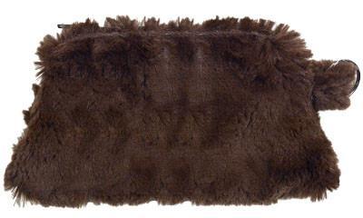 Cosmetic Bag in Cuddly Faux Fur in Chocolate | Handmade in Seattle WA | Pandemonium Millinery