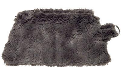 Cosmetic Bag in Cuddly Faux Fur in Gray | Handmade in Seattle WA | Pandemonium Millinery