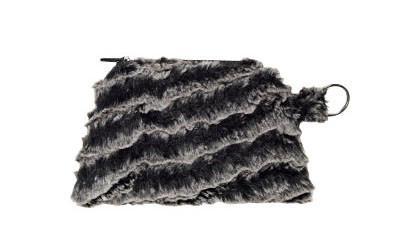 Coin Purse in Desert Sand Charcoal Faux Fur | Handmade in Seattle WA | Pandemonium Millinery