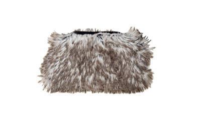 Coin Purse in Arctic Fox Faux Fur, Long Hair, Grayish White with Taupey Tips | Handmade in Seattle WA | Pandemonium Millinery