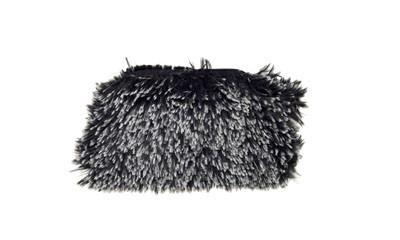 Coin Purse in Silver Tip Fox in Black Faux Fur, Long Hair, Black with White Tips | Handmade in Seattle WA | Pandemonium Millinery