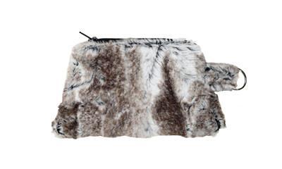 Coin Purse &amp; Cosmetic Bag - Luxury Faux Fur in Birch (Only Cosmetic Bags Left!)