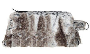 Cosmetic Bag in Birch, Brown and CreamFaux Fur | Handmade in Seattle WA | Pandemonium Millinery
