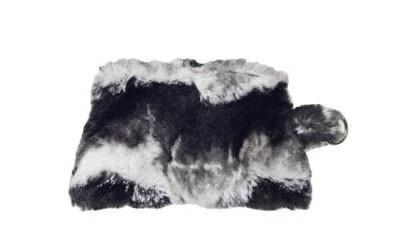 Coin Purse in Ocean Mist Blue, Gray, White Faux Fur | Handmade in Seattle WA | Pandemonium Millinery