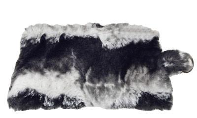 Coin Purse in Ocean Mist Blue, Gray, White Faux Fur | Handmade in Seattle WA | Pandemonium Millinery