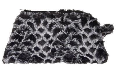 Coin Purse in Snow Owl Grayish, Black Faux Fur | Handmade in Seattle WA | Pandemonium Millinery